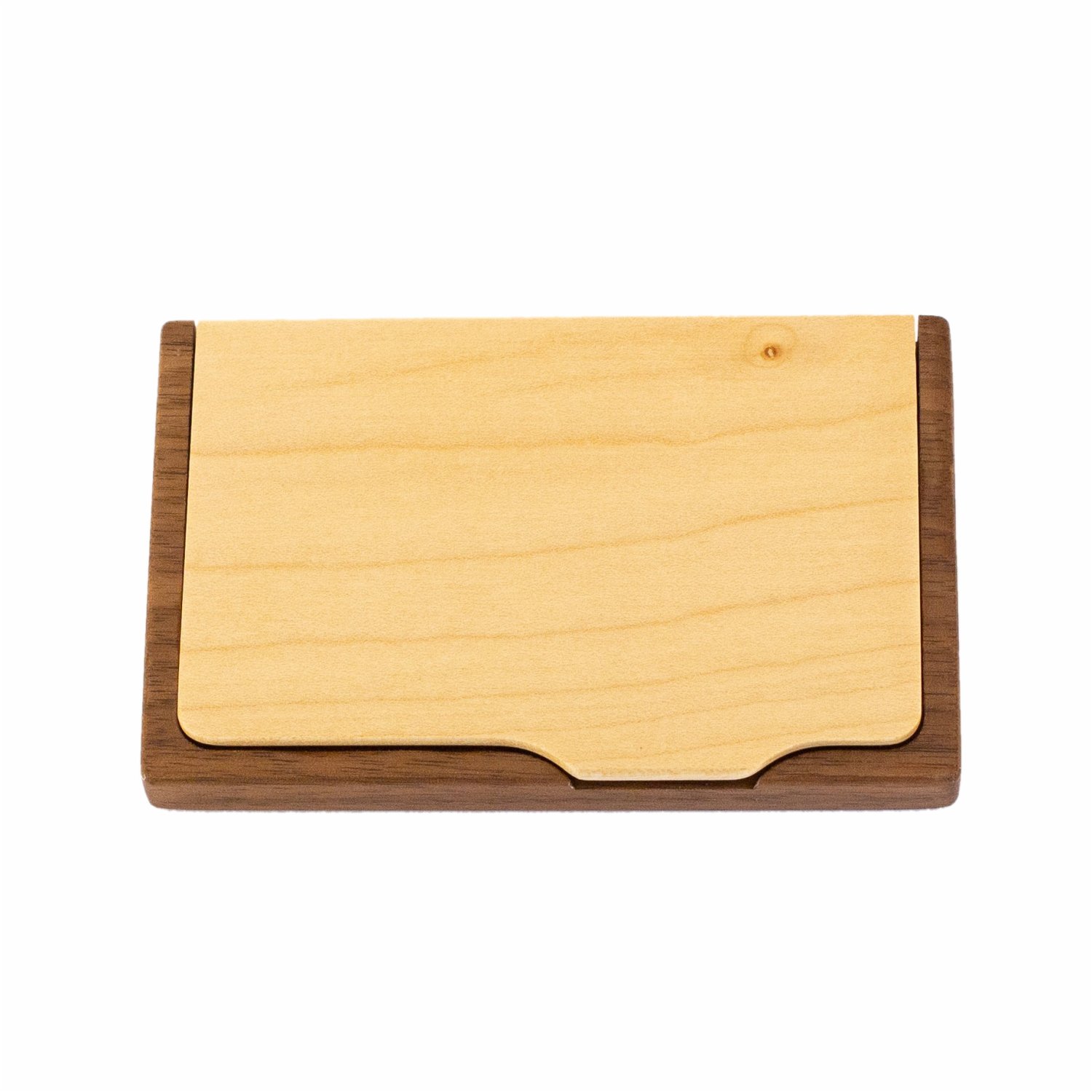 noble wooden case for business cards made of two types of wood