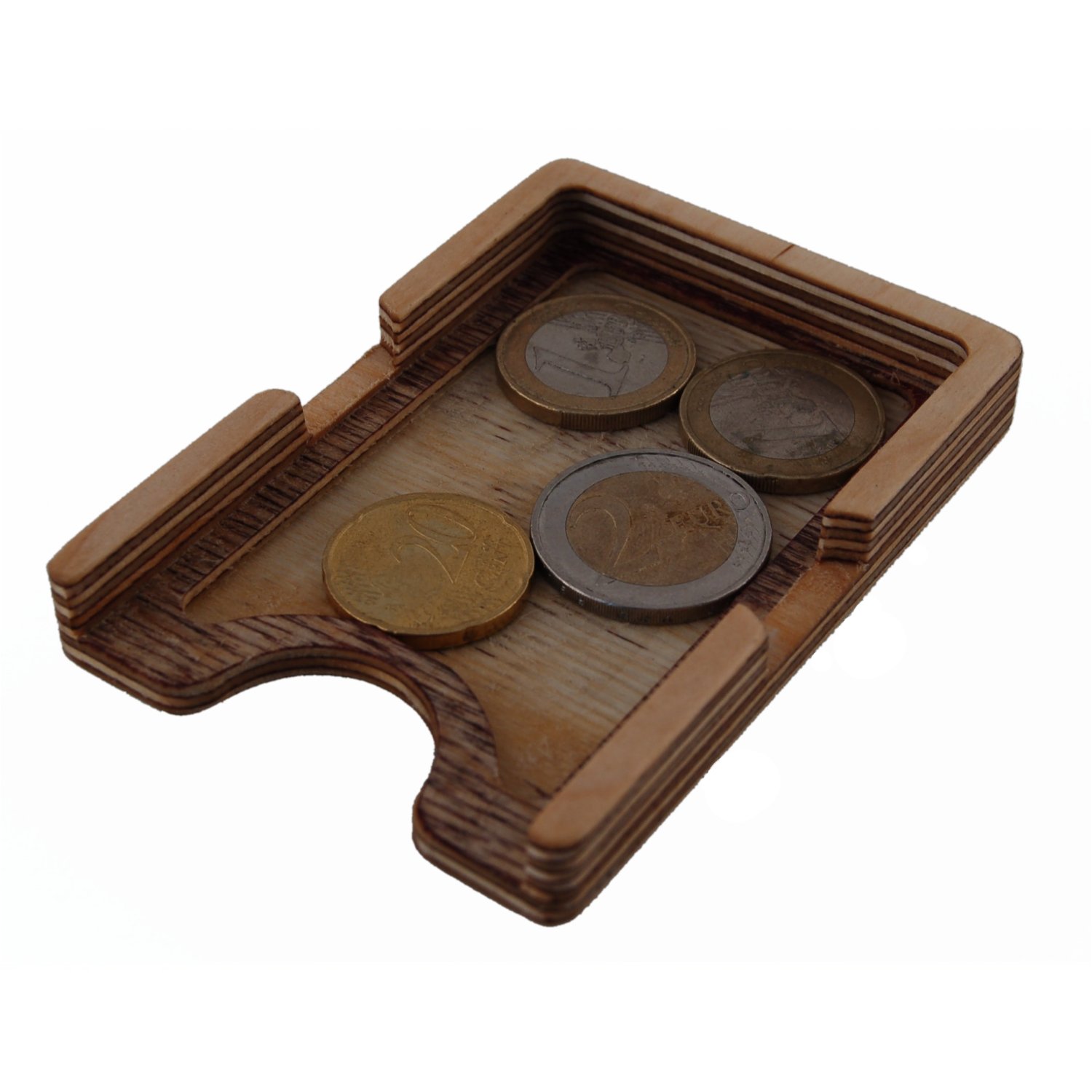 Minigeldbörse aus Holz mit Münzfach