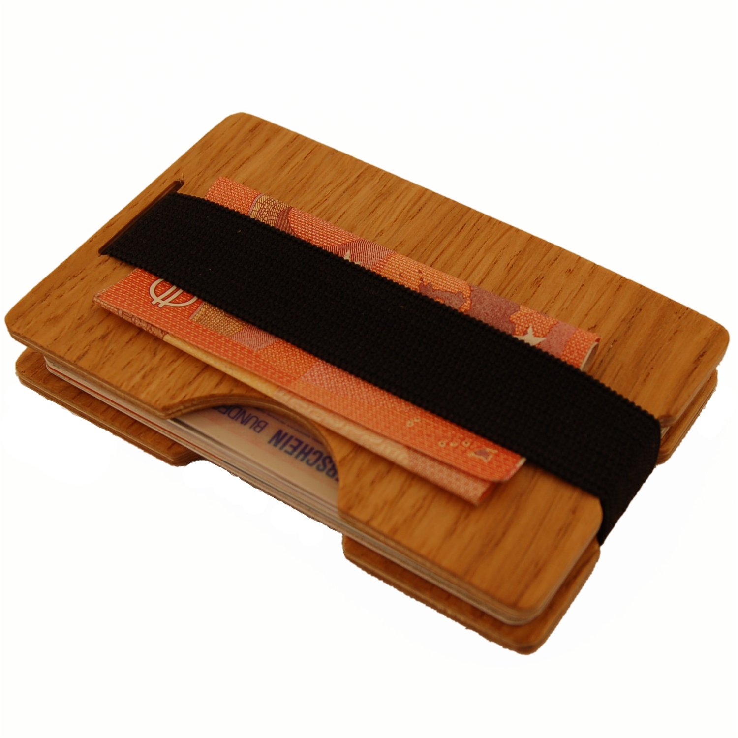 Mini portafoglio in legno fatto con legno naturale sostenibile