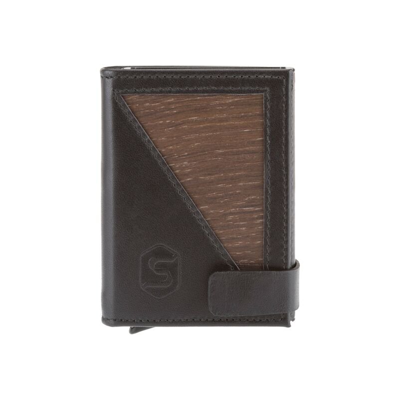 Mini-Portemonnaie aus Holz und Leder mit RFID-Schutz