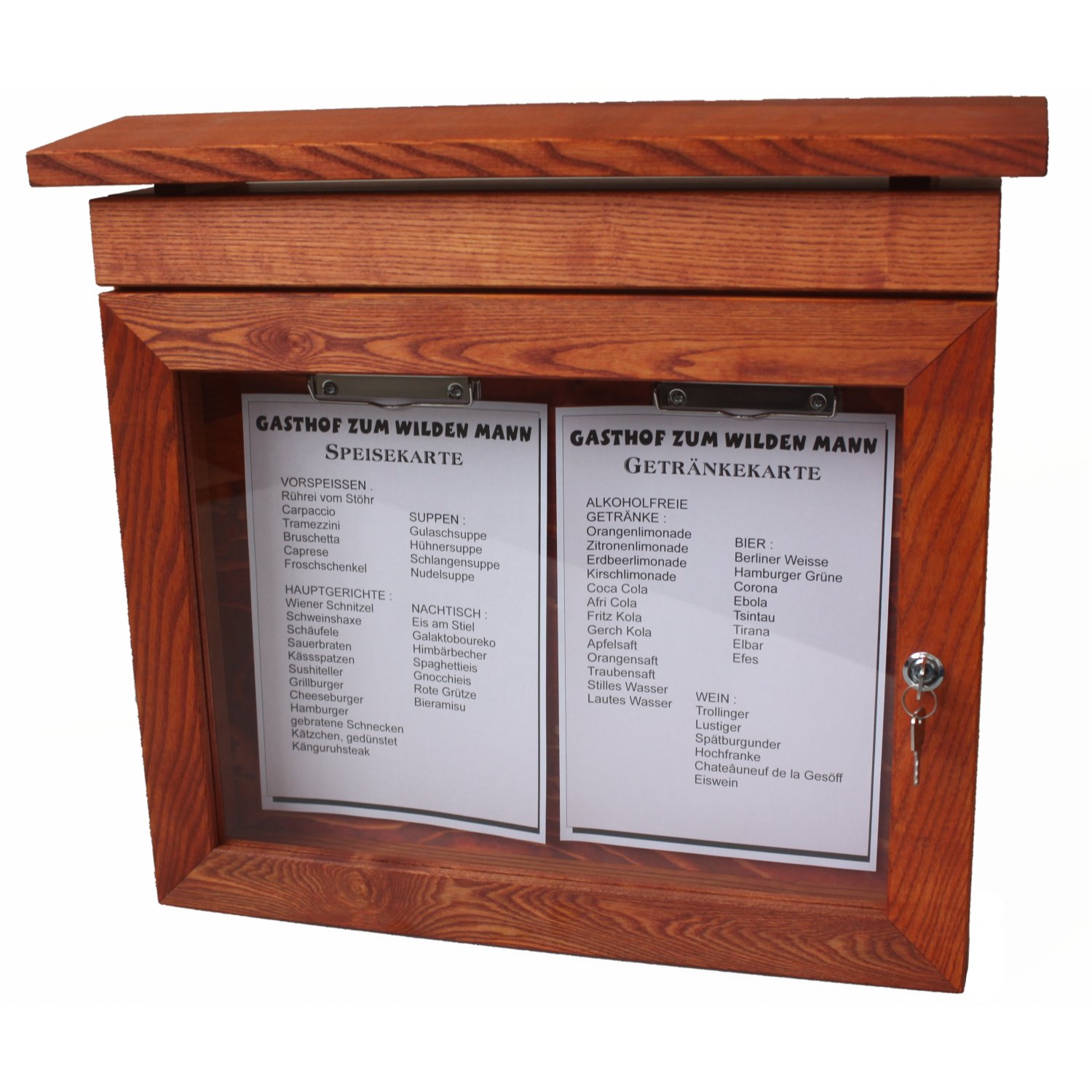 boîte de menu éclairée en bois durable 