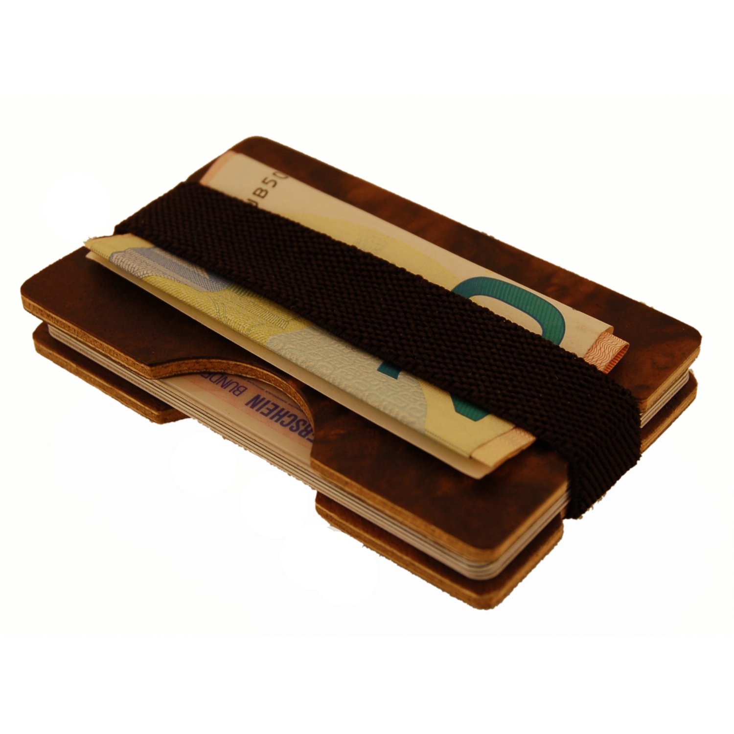 Mini-portefeuille in legno di noce