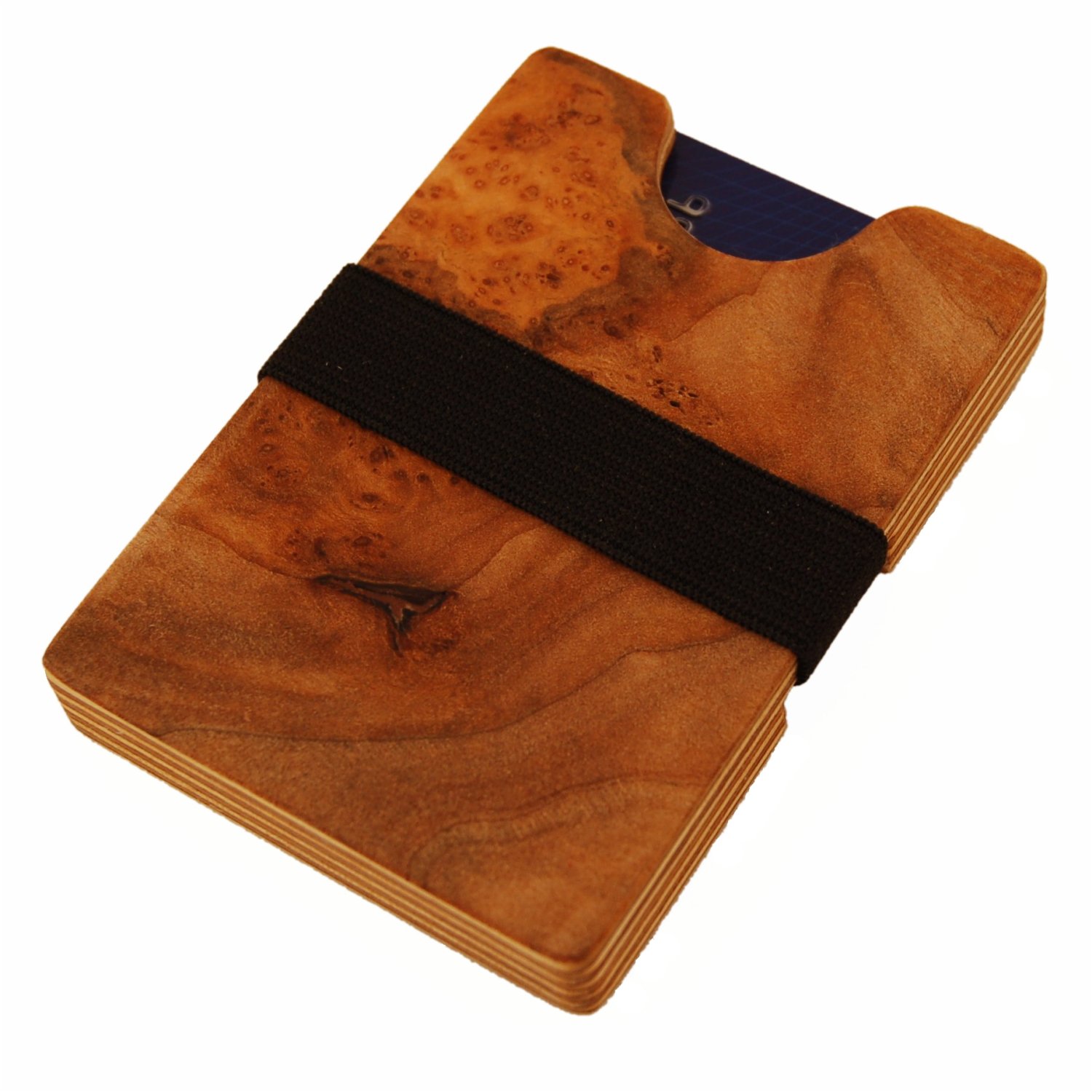 Wooden mini wallet with coin compartment