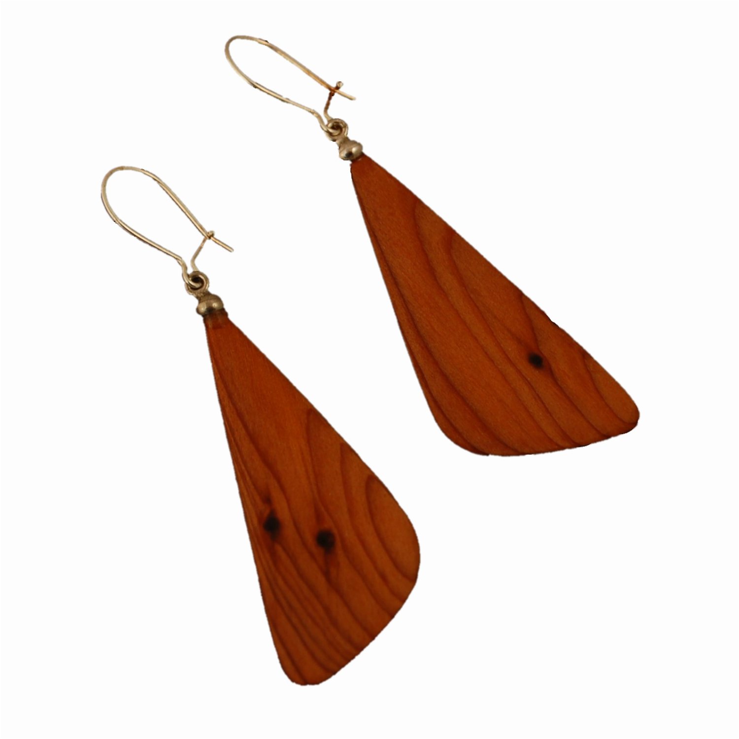 Unusual earrings from yew wood