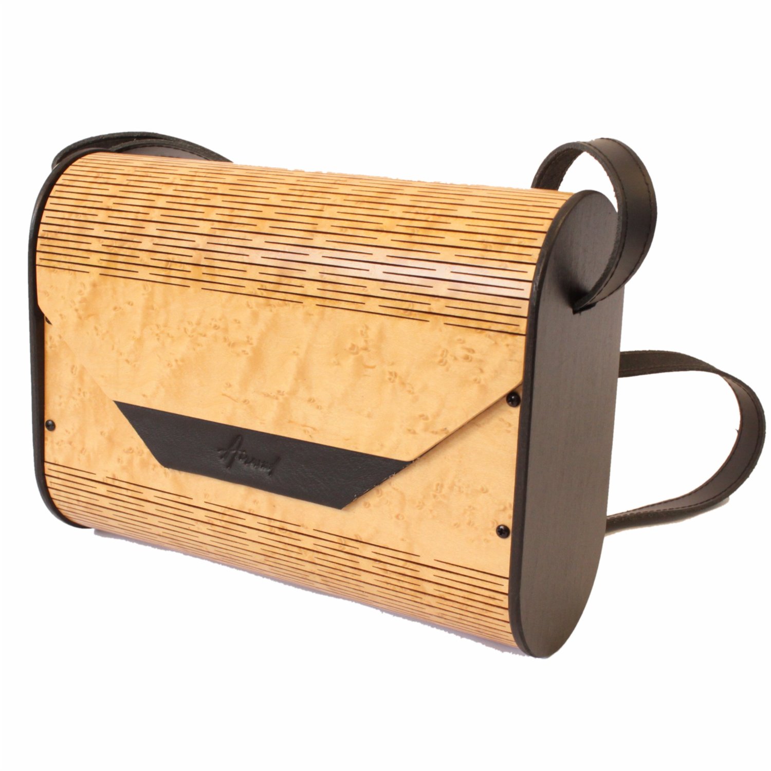High quality wooden handbag made of birds eye maple