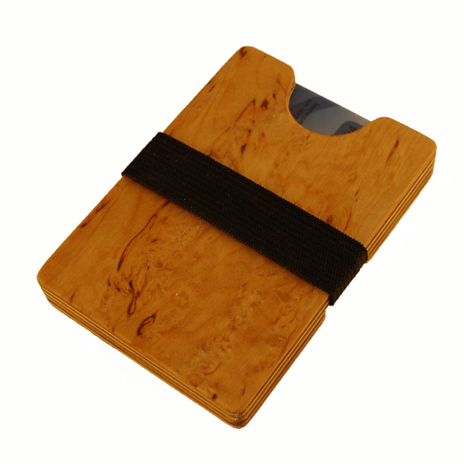 Mini wooden wallet with coin compartment